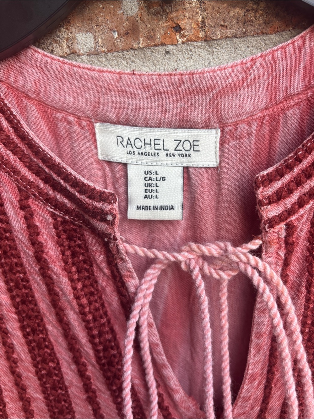 Rachel Zoe Rose-Pink flowy Embroidered Tassel Sleeveless Top - Picture 2 of 7